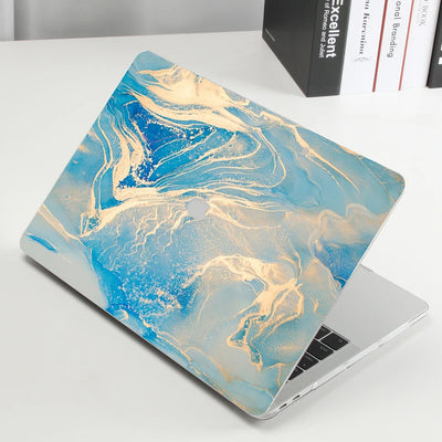 Glossy Marble Pattern MacBook Case - Ocean Blue Marble