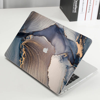 Glossy Marble Pattern MacBook Case - Dark Grey Marble
