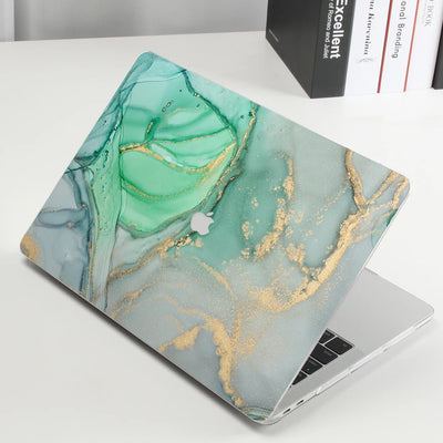 Glossy Marble Pattern MacBook Case - Green Marble