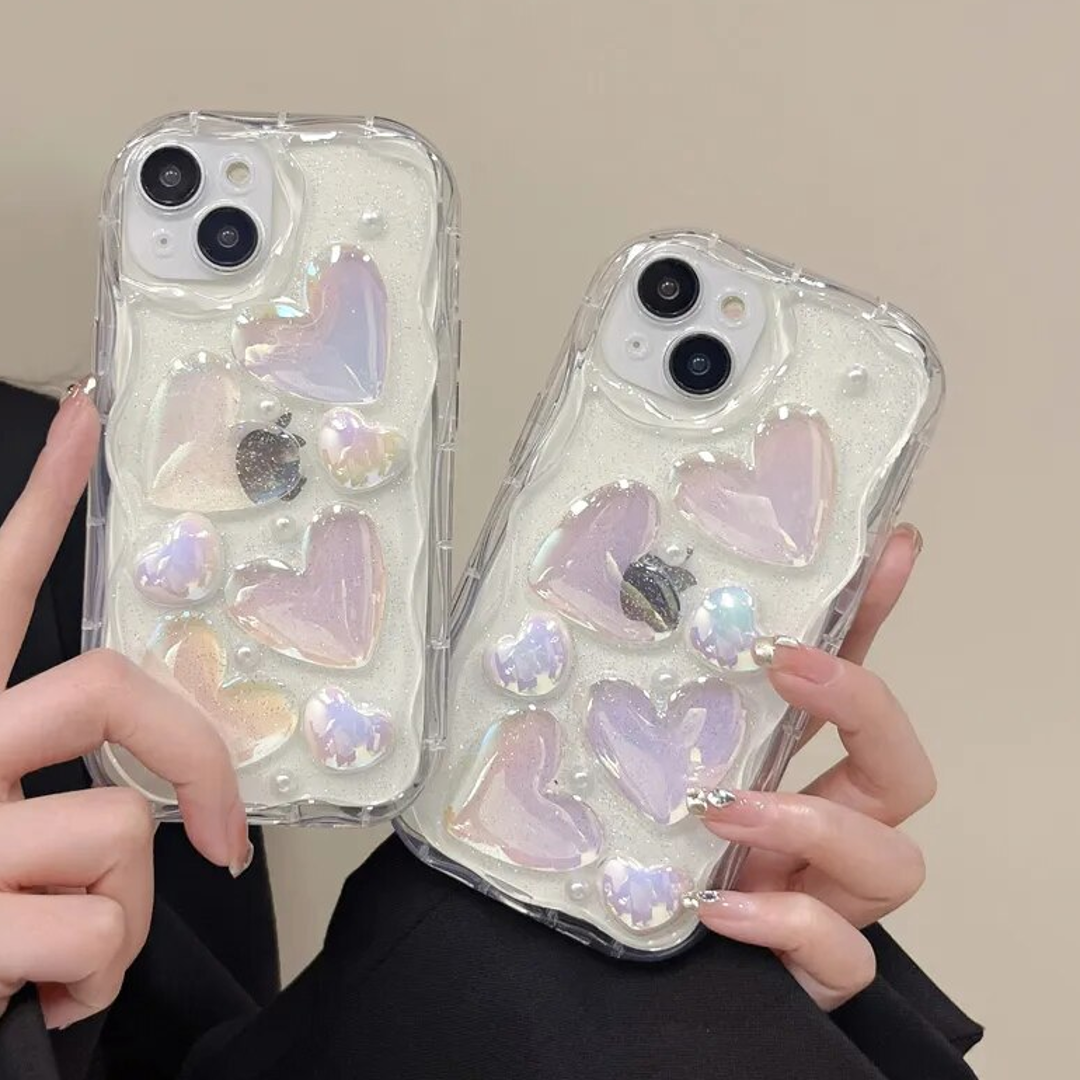 3D Laser Hearts Glitter Case