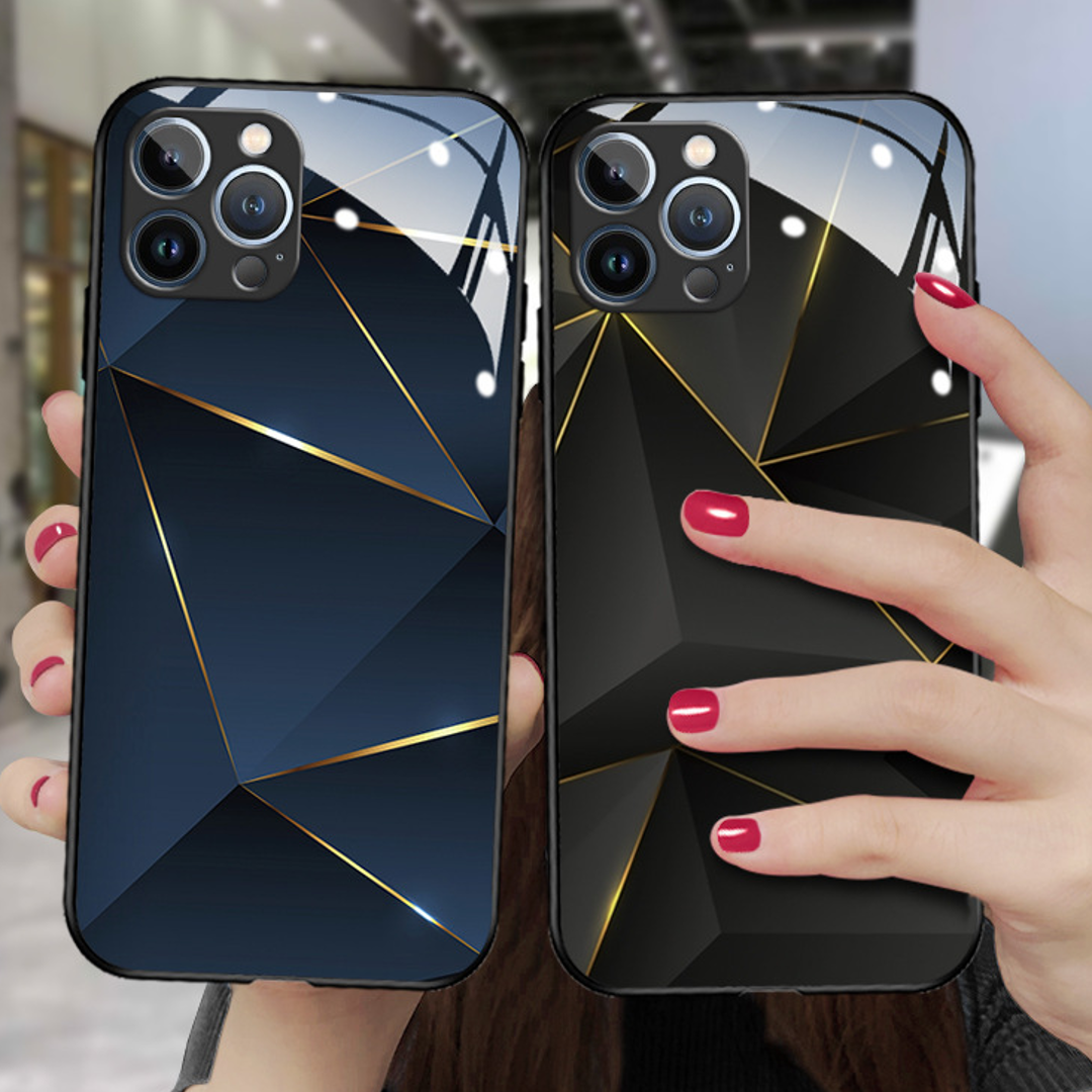 Gradient Rhombus Glass Phone Case