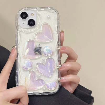 3D Laser Hearts Glitter Case