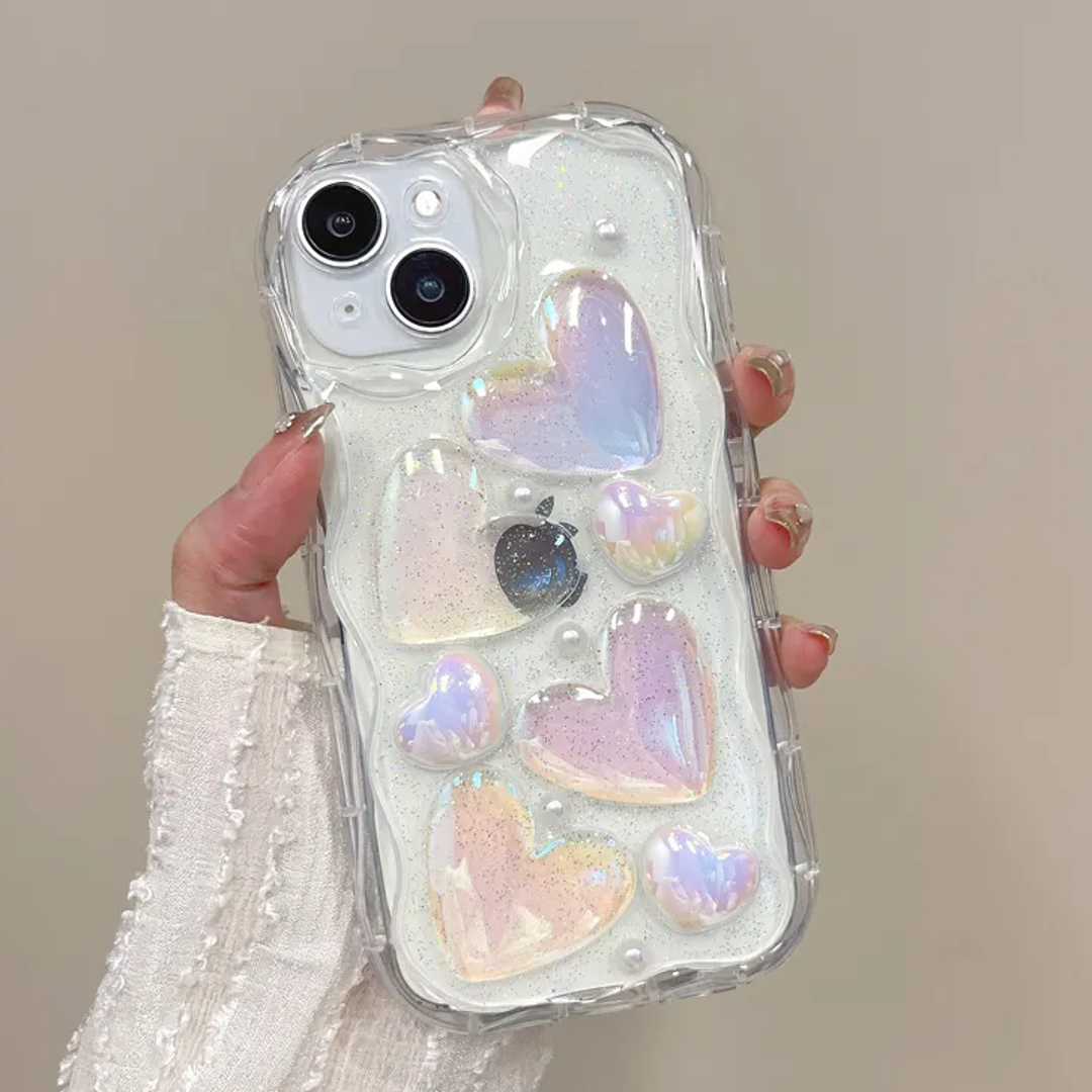 3D Laser Hearts Glitter Case