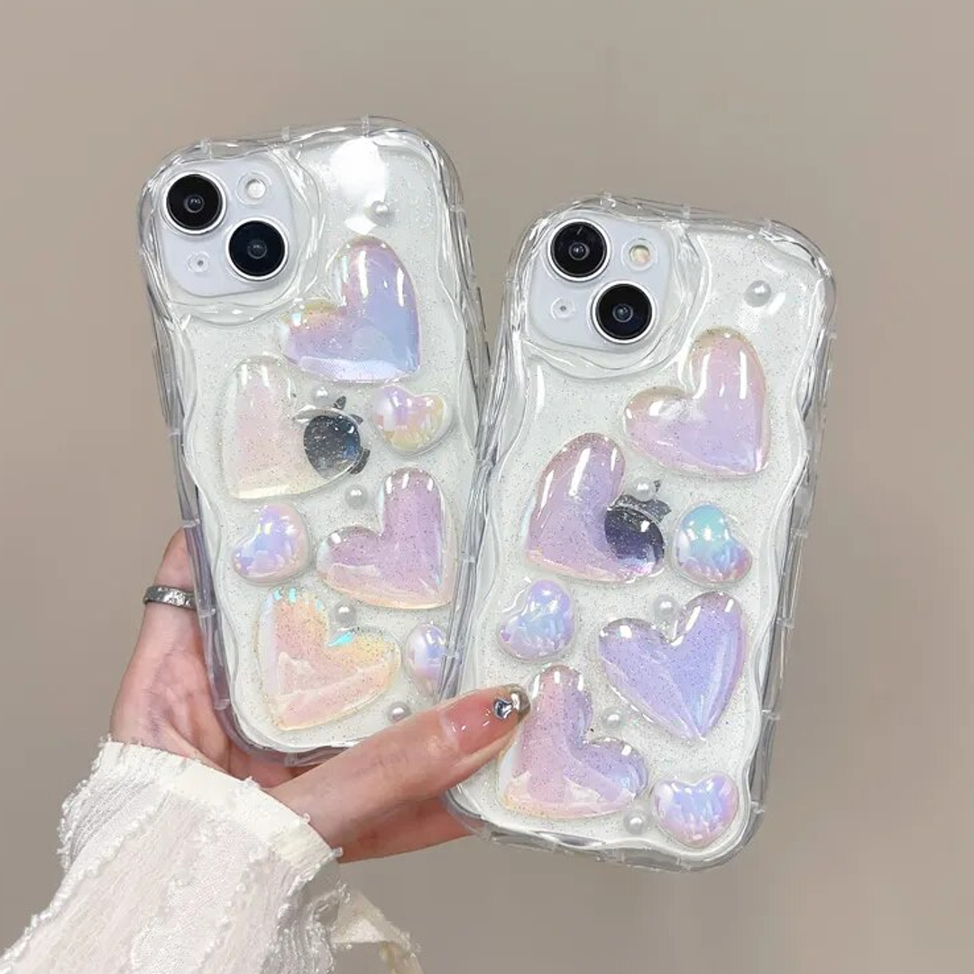 3D Laser Hearts Glitter Case