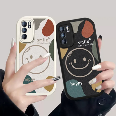Colored Smile Leather Texture Case  - Samsung