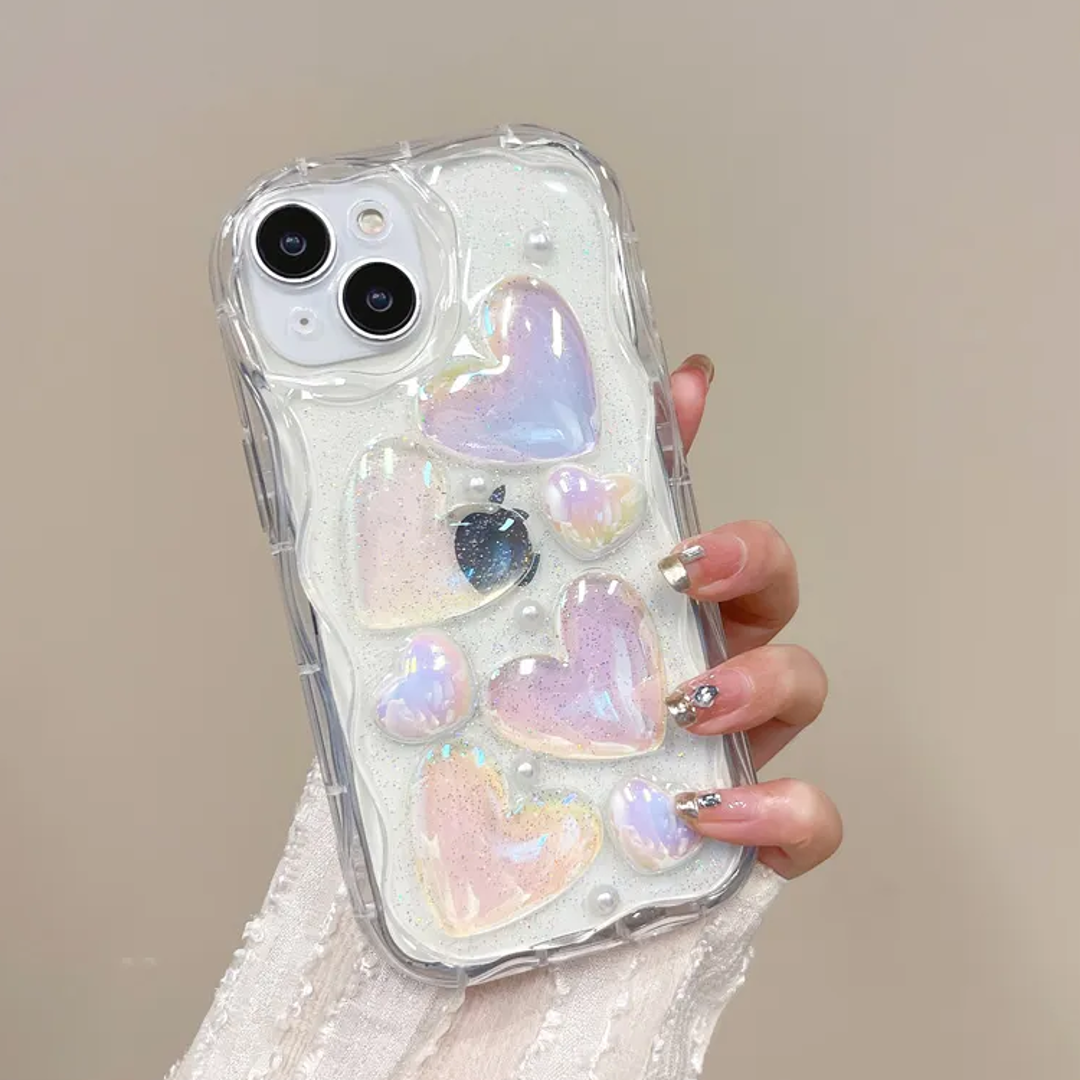 3D Laser Hearts Glitter Case