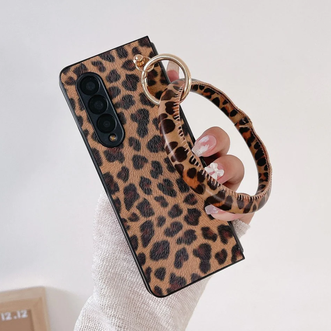 Leopard Printed Wrist Strap Bracelet Case - Samsung