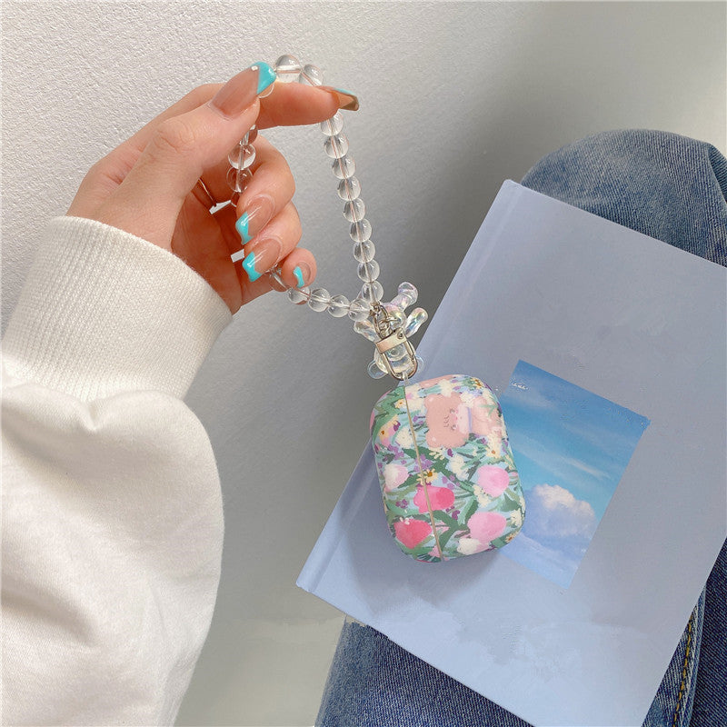 Flower Print With Bear Bracelet Case - AirPods Pro 2