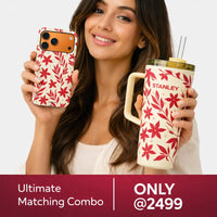 Crimson Floral Case With Insulated Tumbler