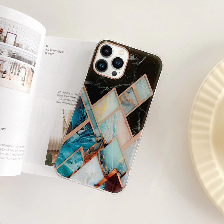 Geometric Marble Texture Electroplated Case