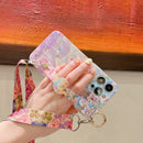Rhinestone Floral Artistry Case With Wristband