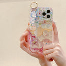 Rhinestone Floral Artistry Case With Wristband