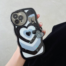 Black Love Heart Glitter Keychain Case