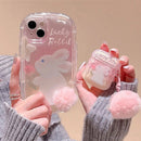 Furry Elegance Rabbit Tail Phone Case With Airpods Case