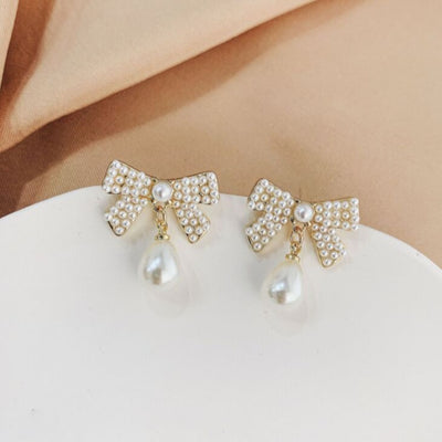 Pearl Bowknot Stud Earrings