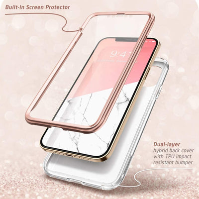Electroplating Full Body Protector Marble Case - Apple