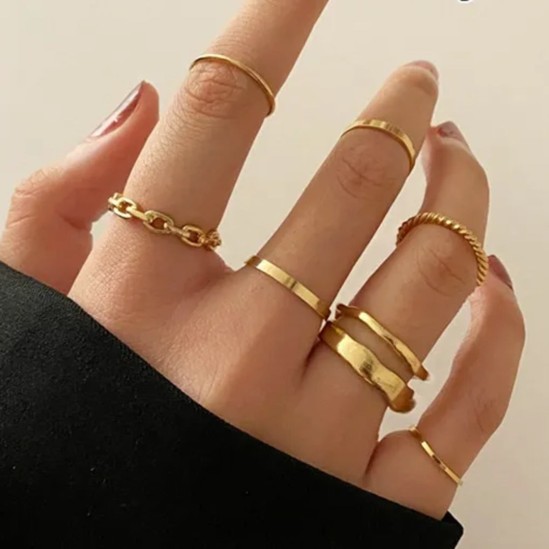 7 Piece Minimalist Ring Set For Women