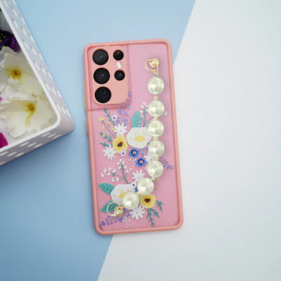 Wildflower Floral Print Matte Finish with Bracelet Case - Samsung