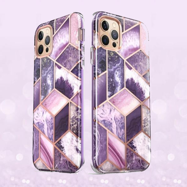 Electroplating Full Body Protector Marble Case - iPhone