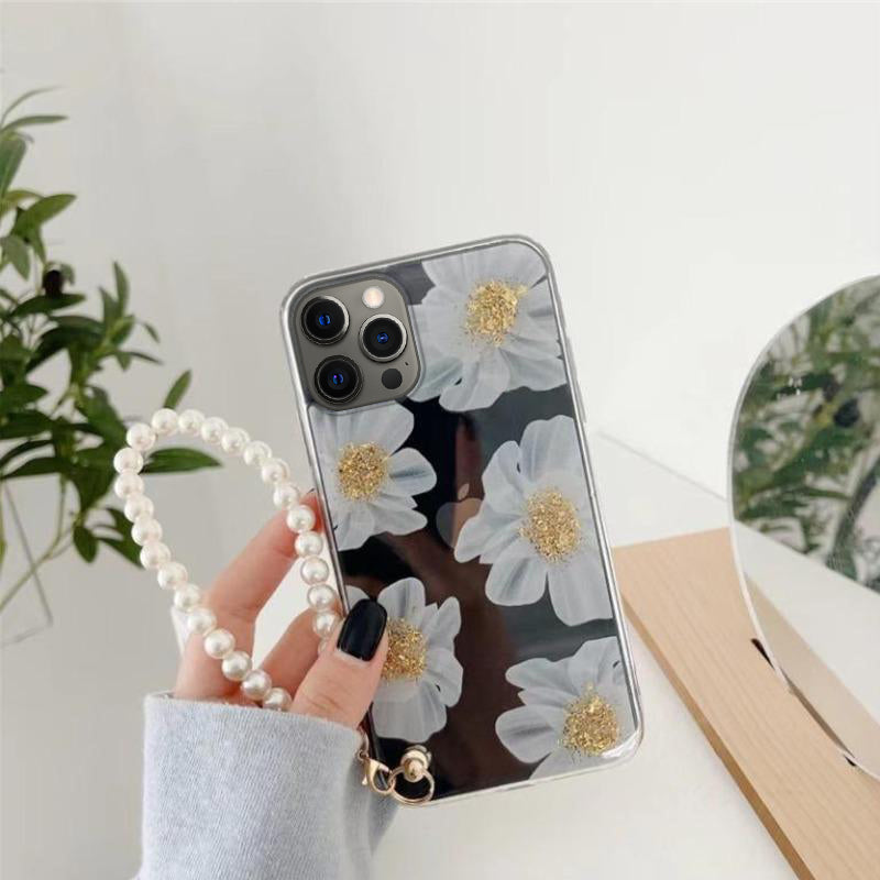 Floral Ultra Clear Case with Pearl Bracelet