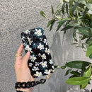 Pine Flower Printed Black Case with Bracelet