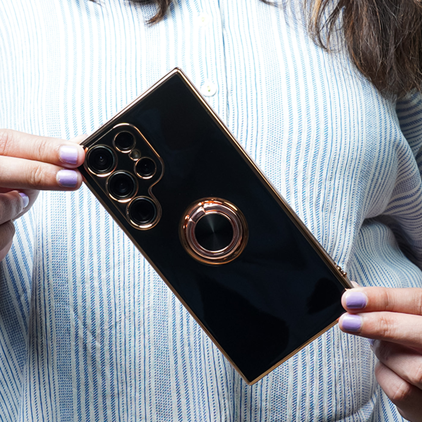 Gold Plating Metallic Ring Case - Samsung