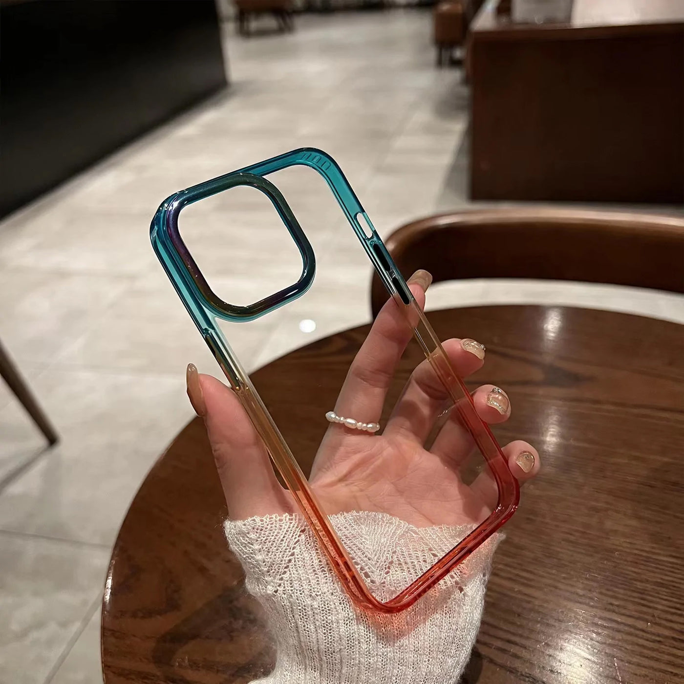 Gradient Clear Metal Ring Case - iPhone