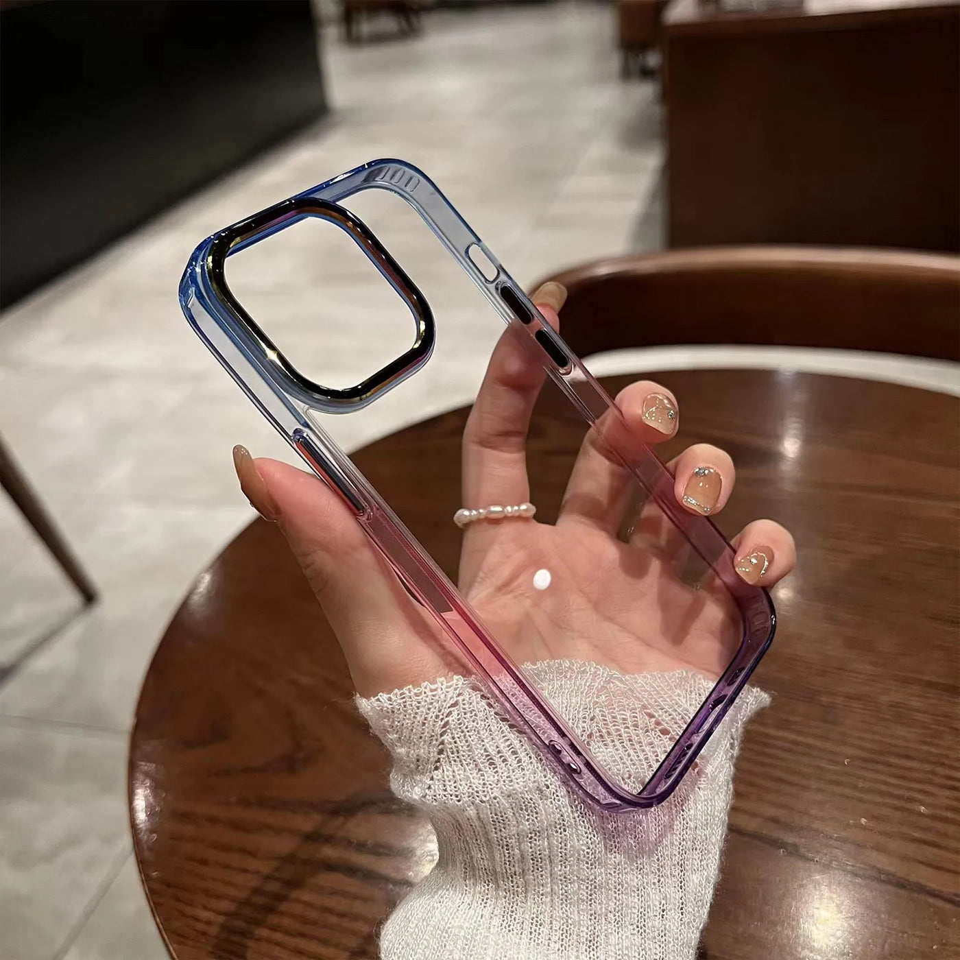 Gradient Clear Metal Ring Case - iPhone