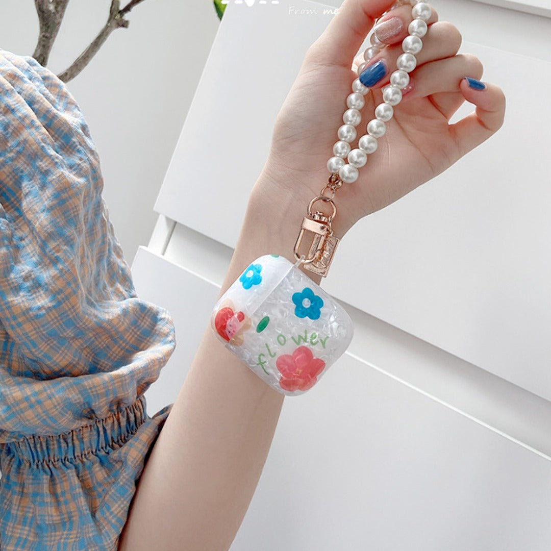 Flower Print Transparent Bracelet Case - AirPods 1/2