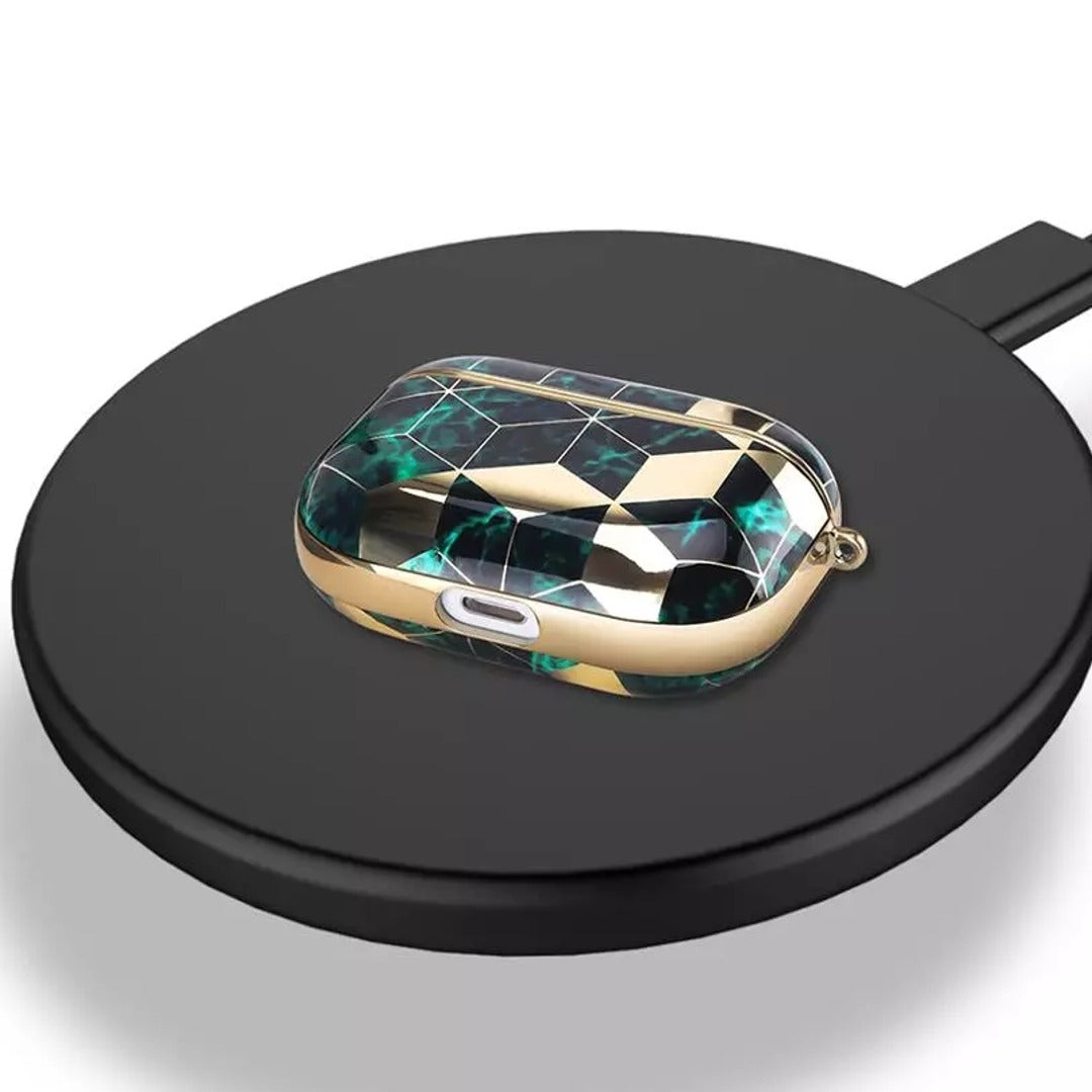 Luxury Gold Green Marble Case - AirPods Pro