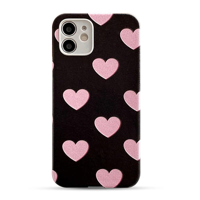 Leather Texture Heart Print Case