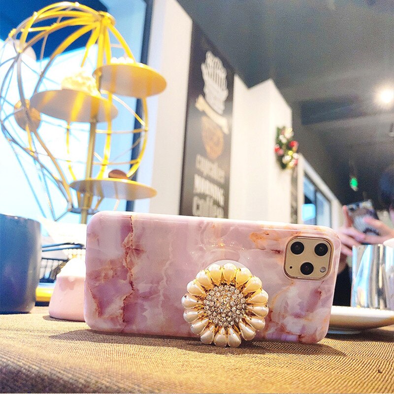 Pearl Flower Rhinestone Pop Socket