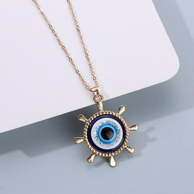 Blue Evil Eye Charm Necklace