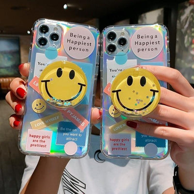 Label Phone Case with Smile Pop Socket