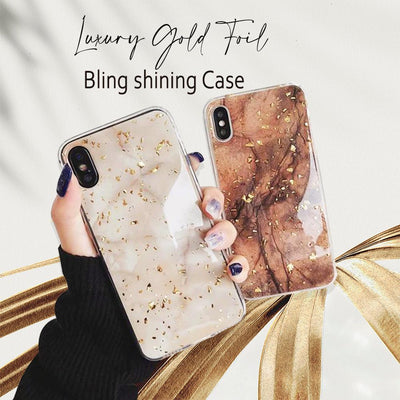 Luxury Gold Foil Bling Marble Case
