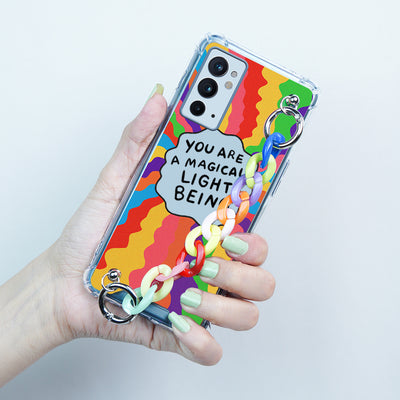 Self Inspiring Colorful Case with Chain Bracelet- OnePlus