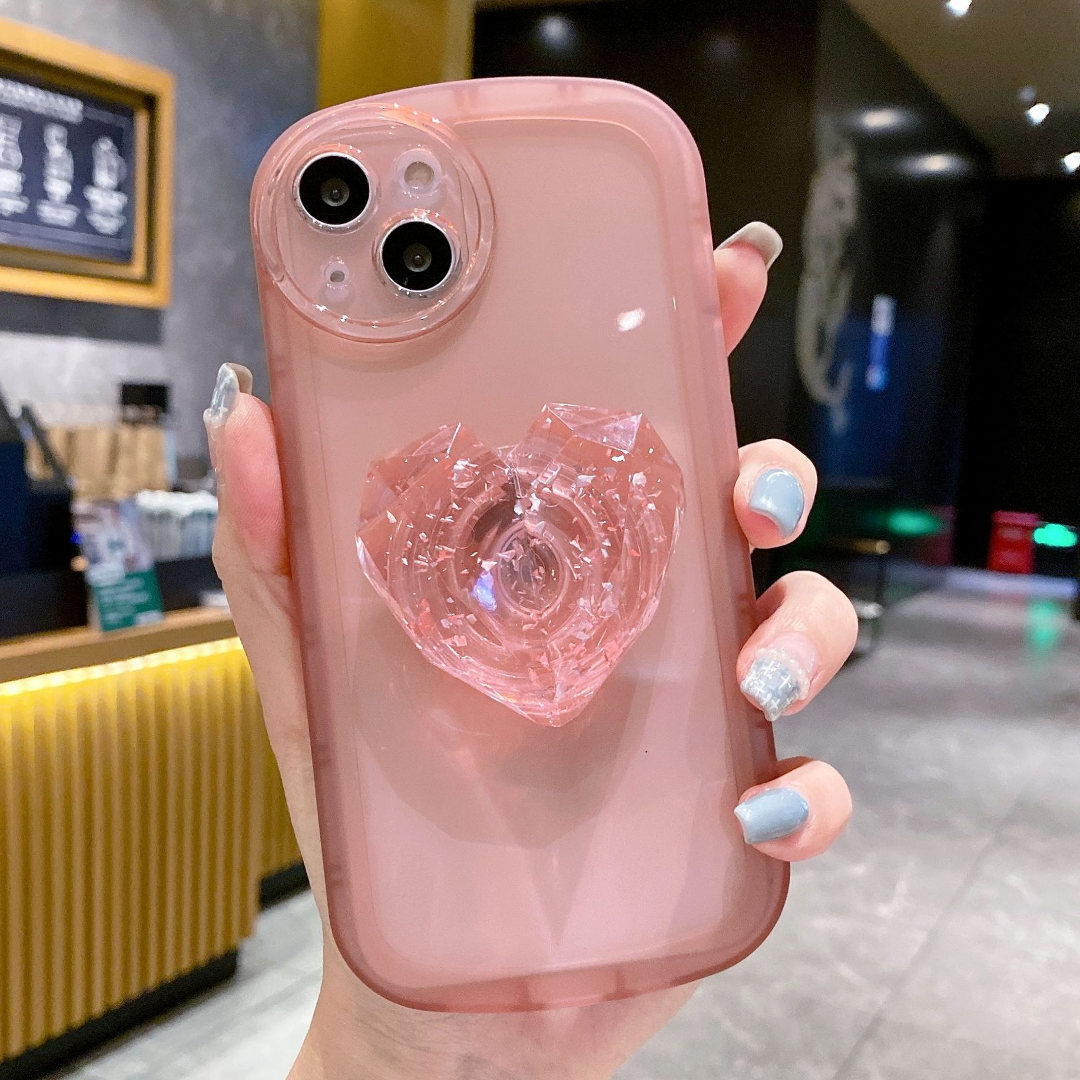 Crystal Heart Pop Socket Case