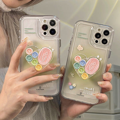 Tulip Print Transparent Case with Pop Socket