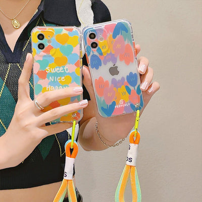 Mini Colored Pattern Case With Lanyard