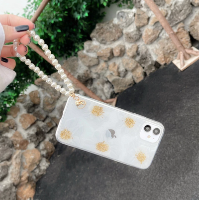 Floral Ultra Clear Case with Pearl Bracelet