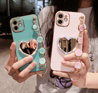 3D Rhinestone Mirror Heart Case With Bracelet - Peeperly