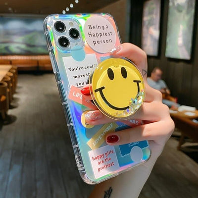 Label Phone Case with Smile Pop Socket