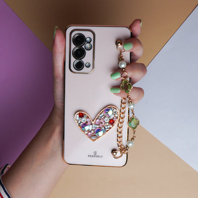 Glitter Diamond Heart Case with Bracelet - OnePlus