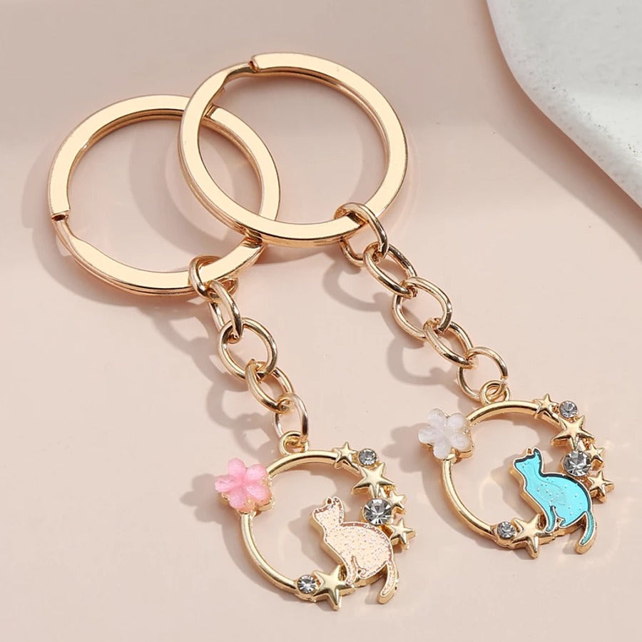 Adorable Rhinestone Kitten Keychain