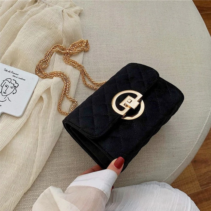 Gold Plated Velvet Sling Bag