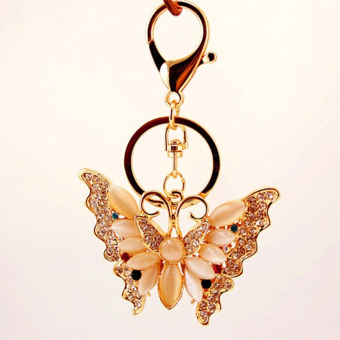 Rhinestone Beaded Butterfly Keychain