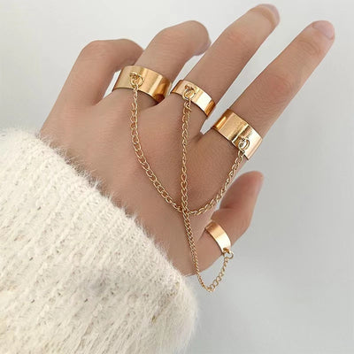 Finger Rings Set With Chain