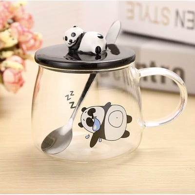 Panda mug with lid and Spoon