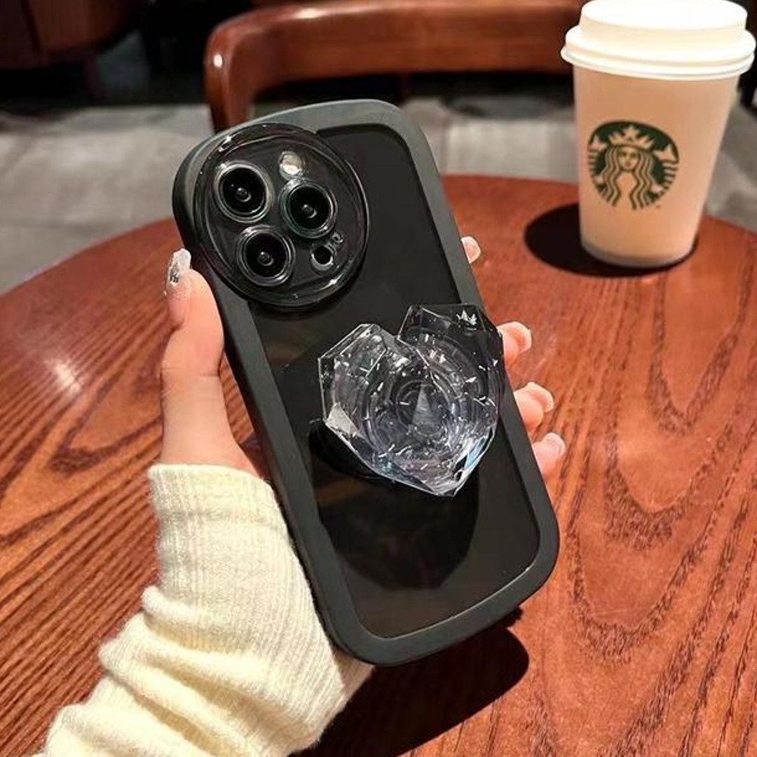 Crystal Heart Pop Socket Case