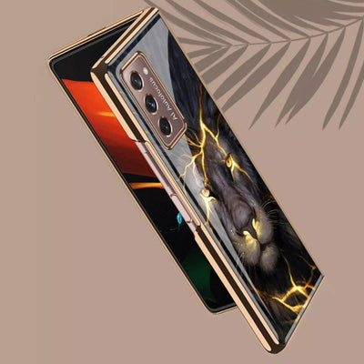 Galaxy Z Fold2 Lion Pattern Glass Case